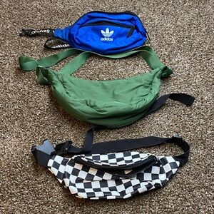 Adidas Blue, Green, and Checkered Bags Set